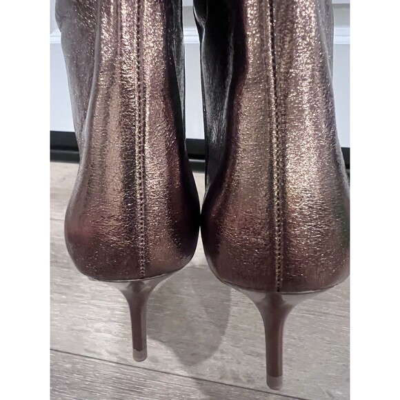 ZARA Woman Knee High Metallic Kitten Heel Boots Gold Size US 6 EU 36 UK 3 - Picture 7 of 10
